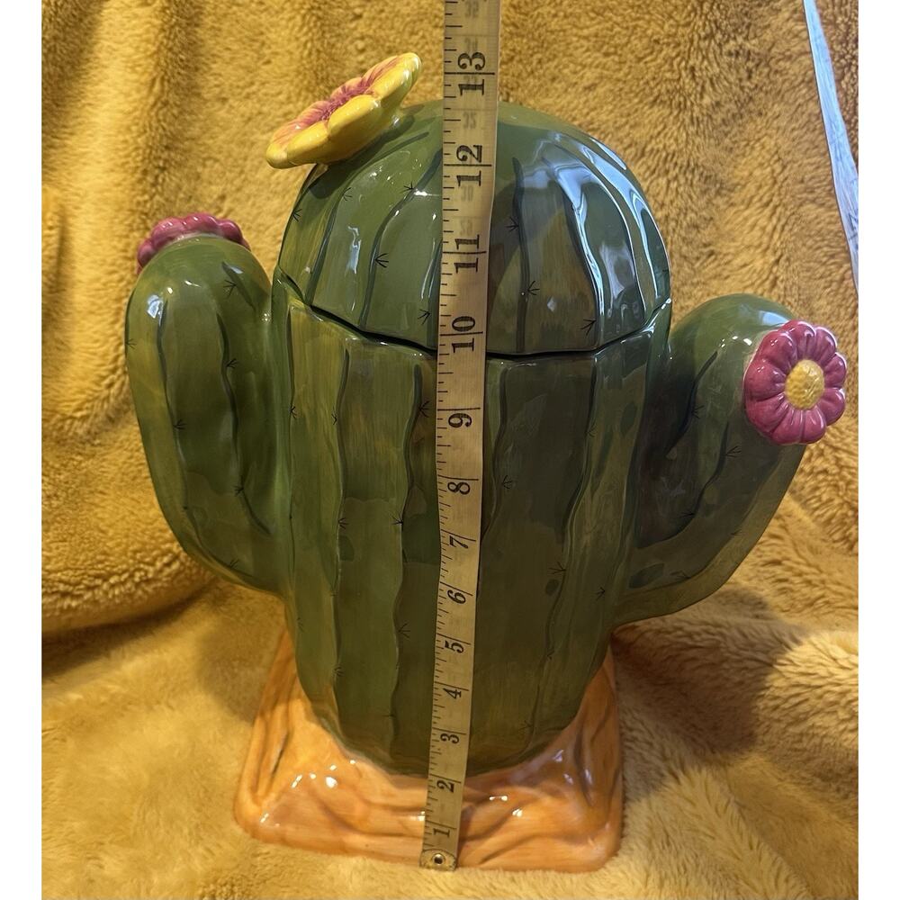 Clay Art Cactus Cookie Jar Ceramic Hand Painted Southwest Kitchen Kitchy - Picture 5 of 11